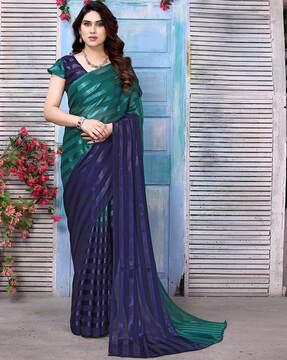 embelished saree with contrast border