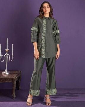 embellished & embroidered a-line kurta set
