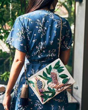 embellished & embroidered crossbody handbag