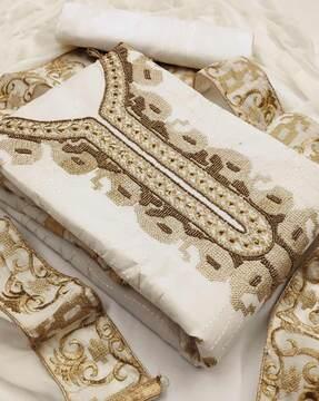 embellished 3-piece unstitched dress material