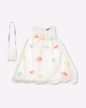 embellished a-line dress with sling bag