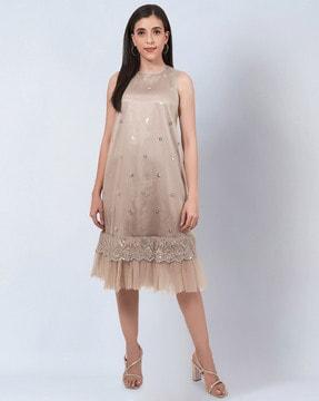 embellished a-line net dress