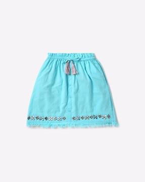 embellished a-line skirt with fringe