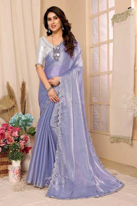 embellished chiffon party wear women's designer saree - lavender