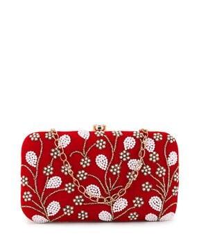 embellished clutch with detachable strap