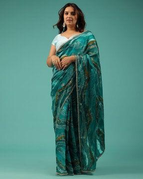embellished crepe saree