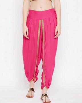 embellished dhoti pants with drawstring waist