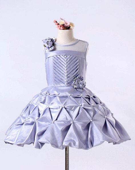 embellished fit & flare dress with floral applique
