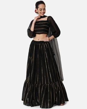 embellished flared lehenga choli set with dupatta