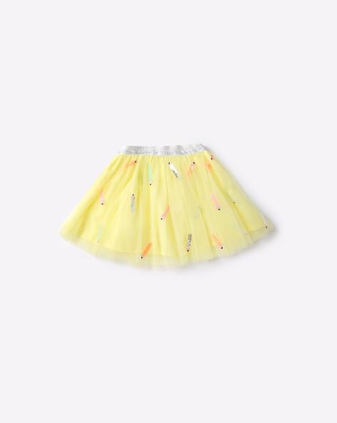 embellished flared tulle skirt