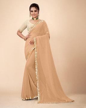 embellished georgette saree with blouse piece