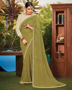 embellished georgette saree with border