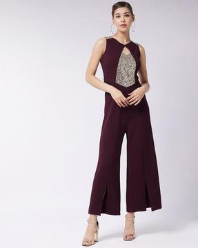 embellished jumpsuit with cut-out