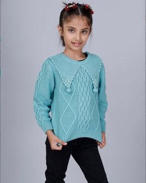 embellished knitted round-neck sweatshirt