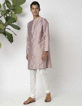 embellished mandarin collar long kurta