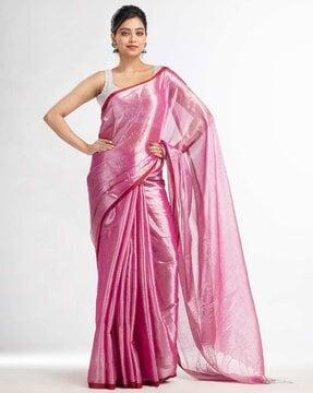 embellished pattern saree with contrast border