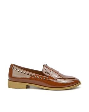 embellished round-toe slip-on loafers
