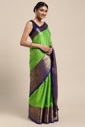 embellished silk festive wear women's saree - green