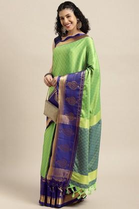 embellished silk festive wear women's saree - green