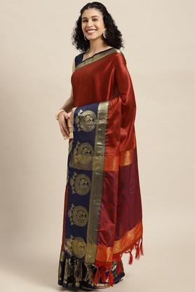 embellished silk festive wear women's saree - maroon