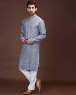 embellished silk long kurta