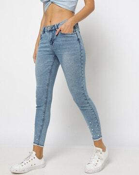 embellished-skinny-fit-jeans-with-frayed-hems