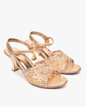 embellished slip-on kitten heeled sandals