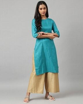 embellished straight kurta