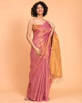 embellished traditional saree with tassels