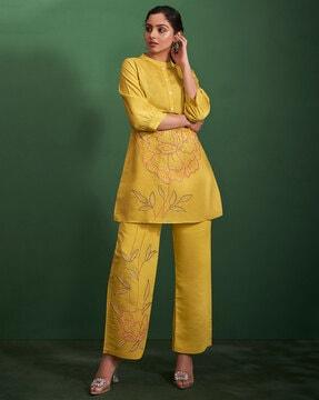 embellished & embroidered a-line kurta set