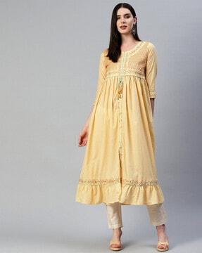 embellished & embroidered a-line kurta