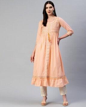 embellished & embroidered a-line kurta