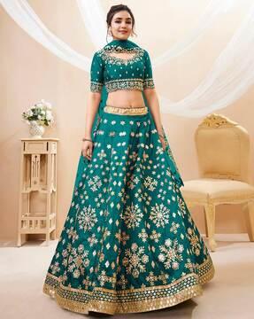 embellished & embroidered a-line lehenga & choli set with dupatta