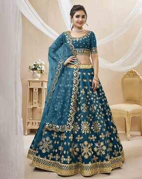 embellished & embroidered a-line lehenga & choli set with dupatta