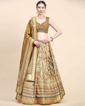 embellished & embroidered flared lehenga & choli set with dupatta