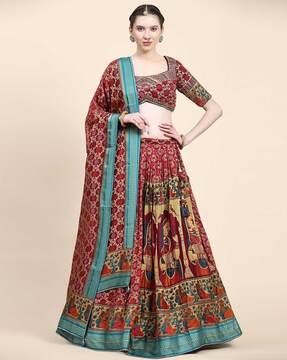 embellished & embroidered flared lehenga & choli set with dupatta