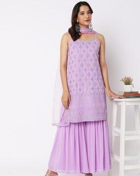 embellished & embroidered kurta & sharara set