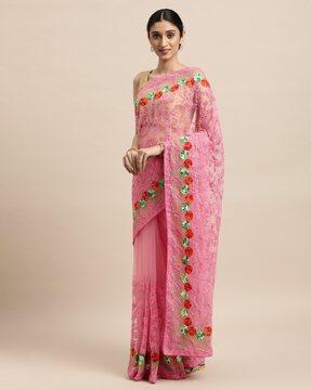 embellished & embroidered net saree