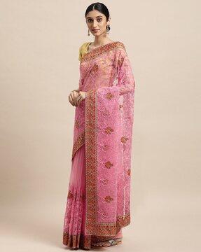 embellished & embroidered net saree