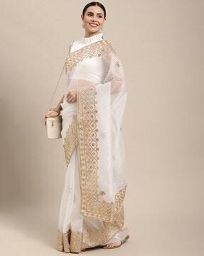 embellished & embroidered saree with blouse piece