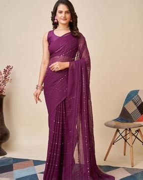 embellished & embroidered saree with blouse piece