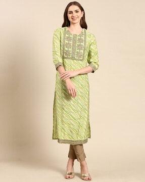 embellished & embroidered straight kurta