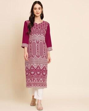 embellished & embroidered straight kurta