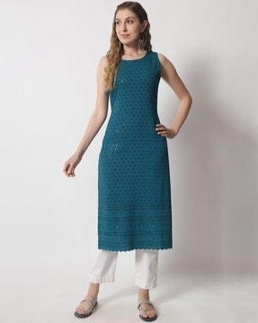 embellished & embroidered straight kurta