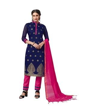 embellished & embroidered unstitched dress material with dupatta