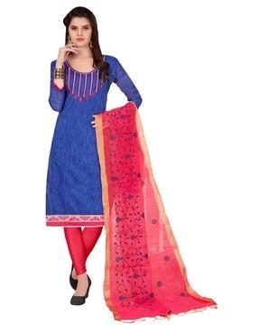 embellished & embroidered unstitched dress material with dupatta