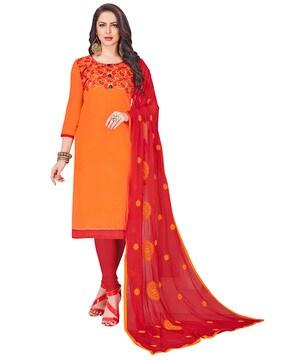 embellished & embroidered unstitched dress material with dupatta