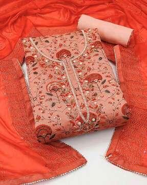 embellished & embroidered unstitched dress material