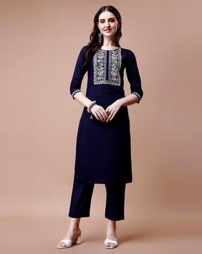embellished & embroidery a-line kurta set