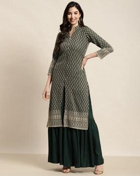 embellished & embroidery kurta & sharara set